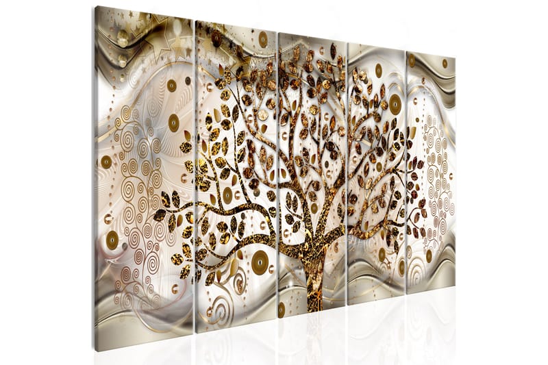Tavla Tree And Waves 5 Parts Brown 200x80 - Artgeist sp. z o. o. - Inredning - Tavlor & konst - Canvastavlor