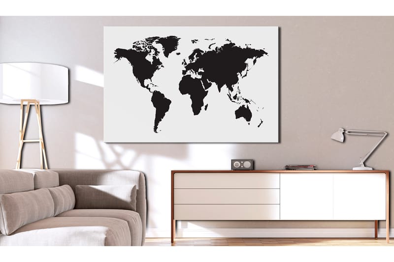 Tavla World Map: Black & White Elegance 90x60 - Artgeist sp. z o. o. - Inredning - Tavlor & konst - Canvastavlor