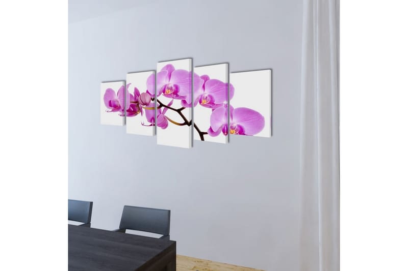 Uppsättning väggbonader på duk: orkidé 200x100 cm - Flerfärgad - Inredning - Tavlor & konst - Canvastavlor
