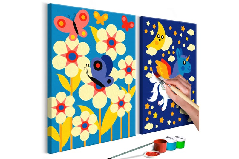 Gör-det-själv Målningar Butterfly & Unicorn 33x23 cm - Artgeist sp. z o. o. - Inredning - Tavlor & konst - Måla själv - Gör det själv tavla