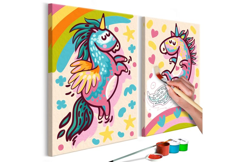 Gör-det-själv Målningar Chubby Unicorns 33x23 cm - Inredning - Tavlor & konst - Måla själv - Gör det själv tavla