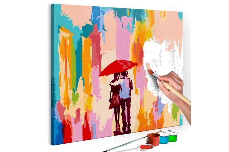 Gör-det-själv Målningar Couple Under An Umbrella 45x45 cm - Artgeist sp. z o. o. - Inredning - Tavlor & konst - Måla själv - Gör det själv tavla