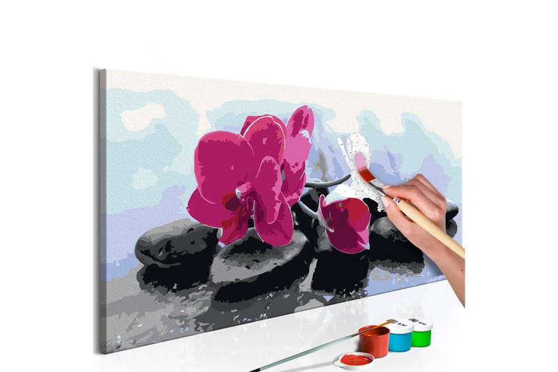 Gör-det-själv Målningar Orchid With Zen Stones 80x40 cm - Artgeist sp. z o. o. - Inredning - Tavlor & konst - Måla själv - Gör det själv tavla
