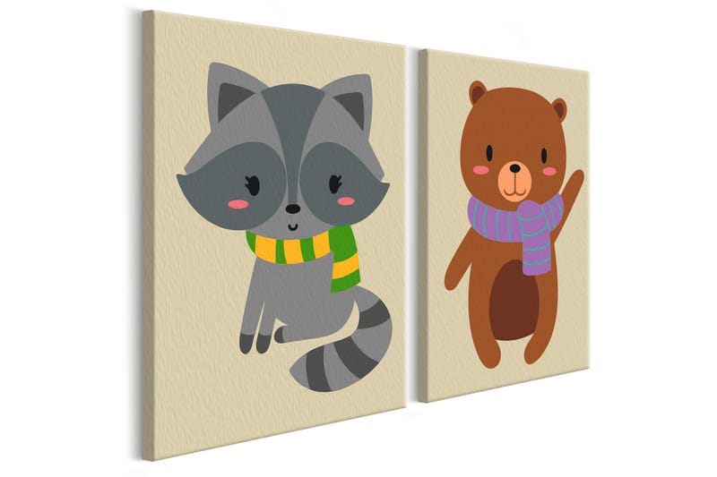 Gör-det-själv Målningar Raccoon & Bear 33x23 cm - Inredning - Tavlor & konst - Måla själv - Gör det själv tavla