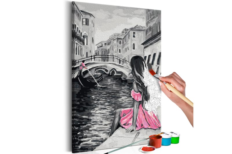 Gör-det-själv Målningar Venice A Girl In Pink 40x60 cm - Artgeist sp. z o. o. - Inredning - Tavlor & konst - Måla själv - Gör det själv tavla