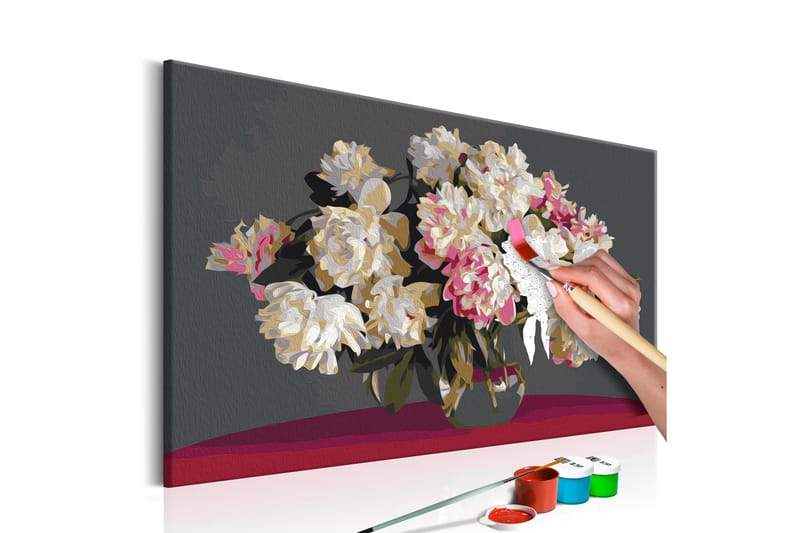 Gör-det-själv Målningar White Flowers In A Vase 60x40 cm - Inredning - Tavlor & konst - Måla själv - Gör det själv tavla