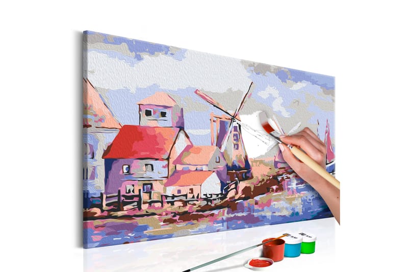 Gör-det-själv Målningar Windmills Landscape 60x40 cm - Artgeist sp. z o. o. - Inredning - Tavlor & konst - Måla själv - Gör det själv tavla