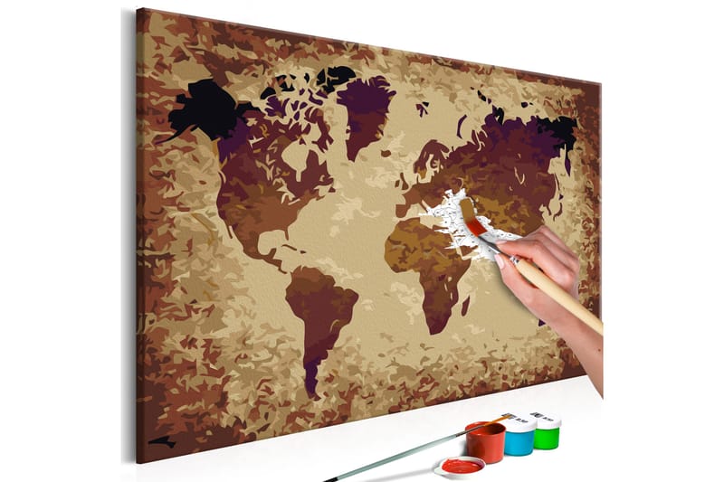 Gör-det-själv Målningar World Map Brown Colours 60x40 cm - Artgeist sp. z o. o. - Inredning - Tavlor & konst - Måla själv - Gör det själv tavla