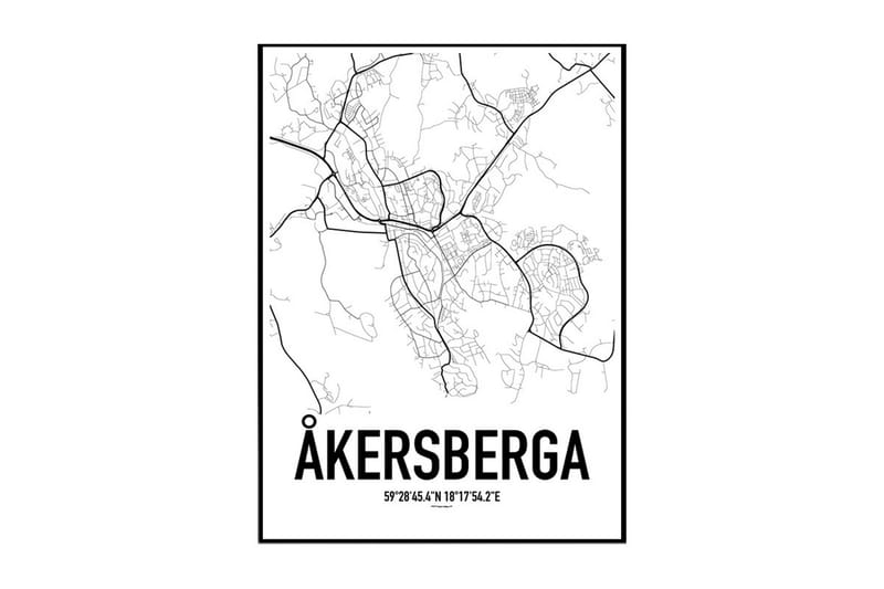 Åkersberga Karta Illustration/Text Svartvit