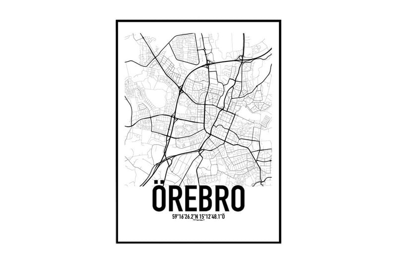Örebro Karta Illustration/Text Svartvit