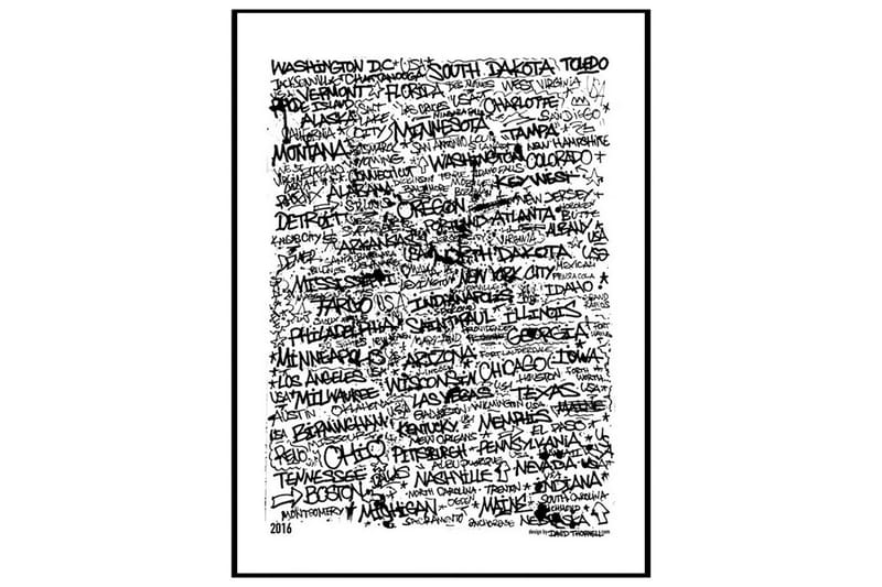 50 States Tags David Thornell Text Svartvit - 50x70 cm - Inredning - Tavlor & konst - Posters & prints
