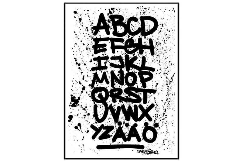 Alfabetet Tags Text Svartvit - 70x100 cm - Inredning - Inredning barnrum & leksaker - Dekoration barnrum - Väggdekor barnrum - Posters barnrum