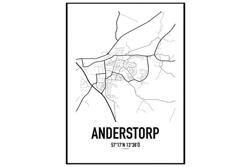 Anderstorp Karta Illustration/Text Svartvit
