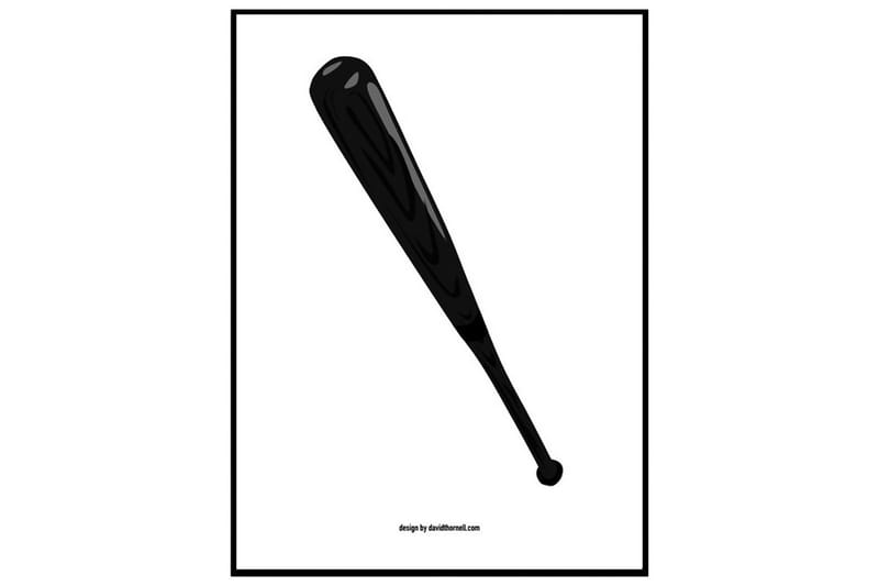 Black Baseball Bat Illustration Svartvit