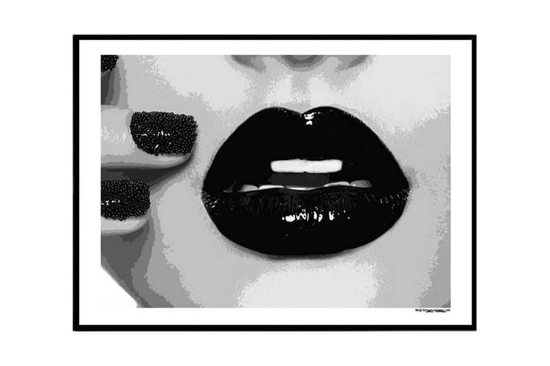 Black Lips & Caviar Nails Illustration/Foto Svartvit - 100x70 cm - Inredning - Tavlor & konst - Posters & prints
