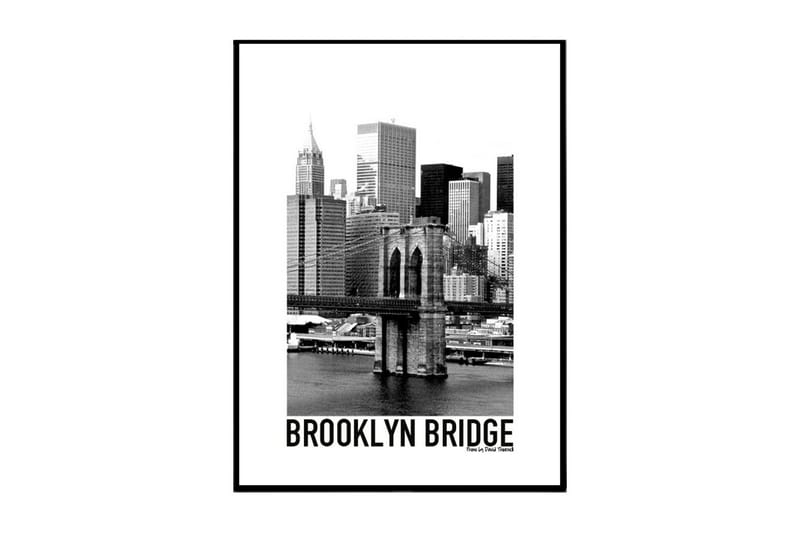 Brooklyn Bridge & NY Skyline B&W Foto Svartvit