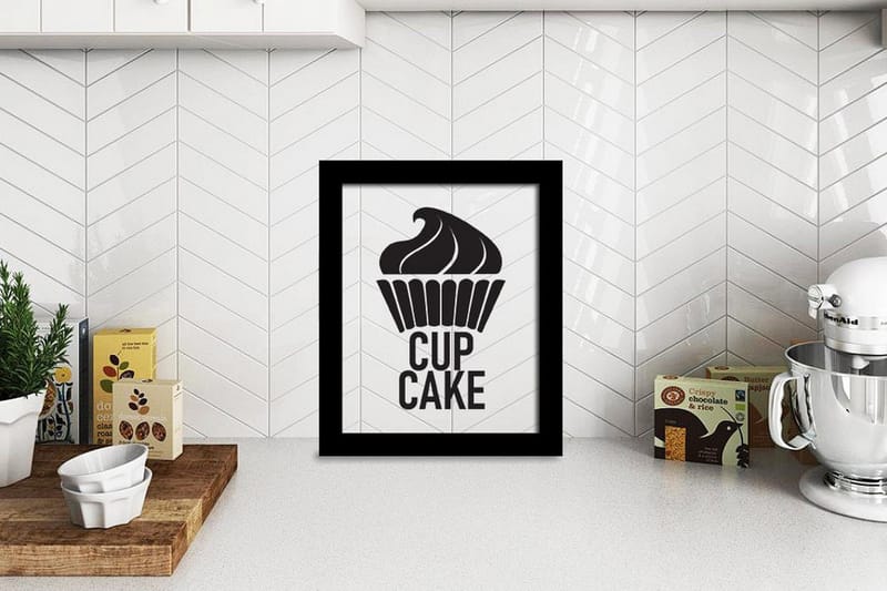 Cupcake Illustration/Text Svat/Vit - 23x28 cm - Inredning - Tavlor & konst - Posters & prints - Poster kök