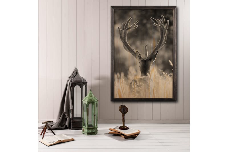 Deer In The Field Painting/Foto Grå/Beige