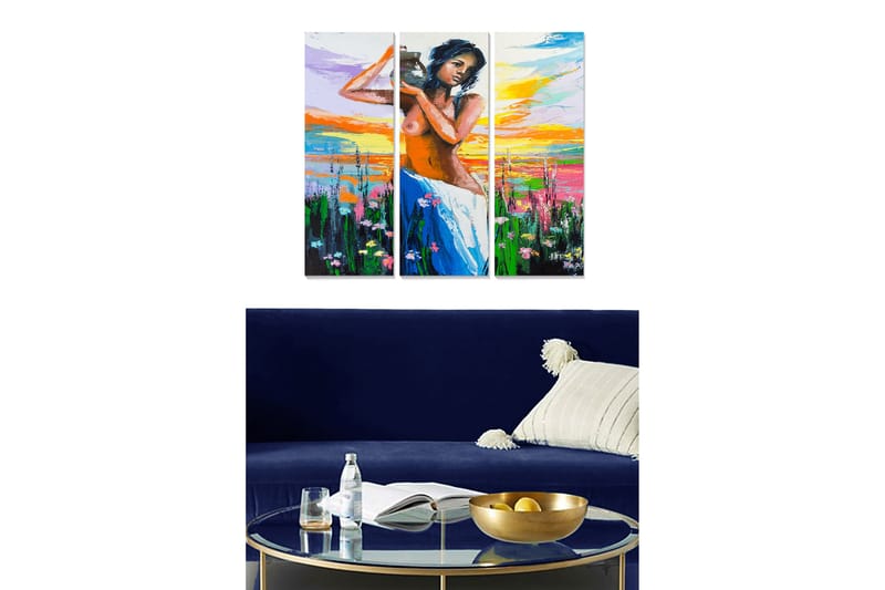 Dekorativ MDF-målning 3-Delar 20x50 cm - Flerfärgad - Inredning - Tavlor & konst - Posters & prints