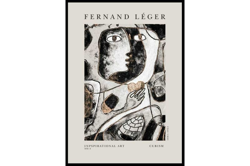 Fernand Leger No4 Graphic Design Grå/Guld/Svart - 50x70 cm - Inredning - Tavlor & konst - Posters & prints - Grafiska poster
