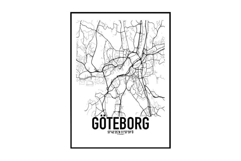 Göteborg Karta Illustration/Text Svartvit
