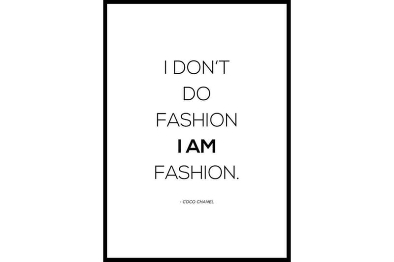 I Am Fashion - Chanel Text Svart/Vit - 21x30 cm - Inredning - Tavlor & konst - Posters & prints