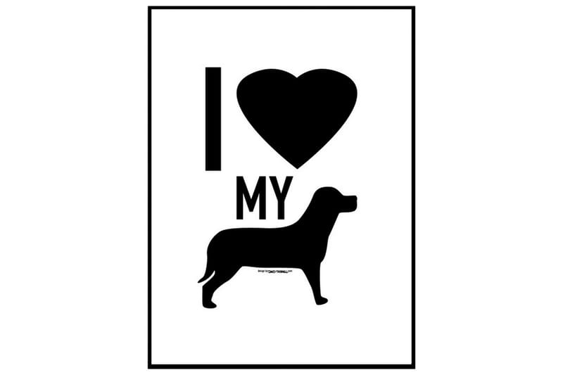 I Love My Dog Illustration Svartvit - 40x50 cm - Inredning - Inredning barnrum & leksaker - Dekoration barnrum - Väggdekor barnrum - Posters barnrum
