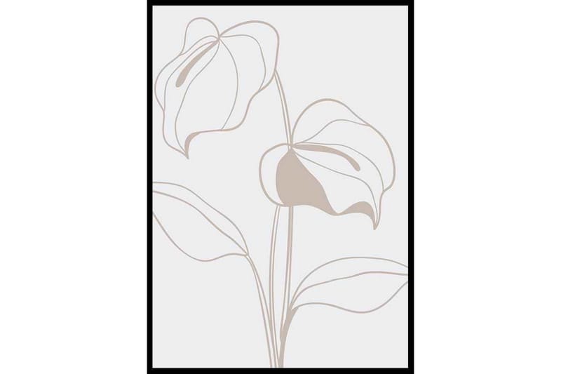Line Art Flower No2 Illustration Beige - 30x40 cm - Inredning - Tavlor & konst - Posters & prints - Botaniska posters