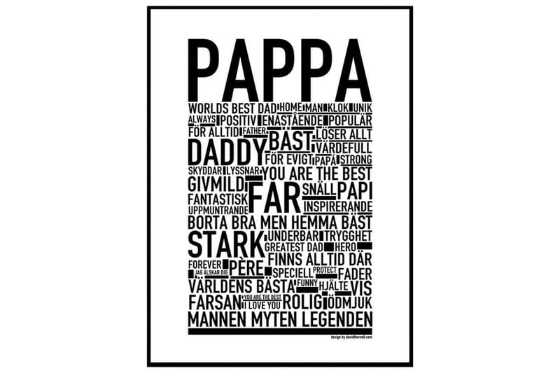 Pappa Text Svartvit - 50x70 cm - Inredning - Tavlor & konst - Posters & prints - Text poster