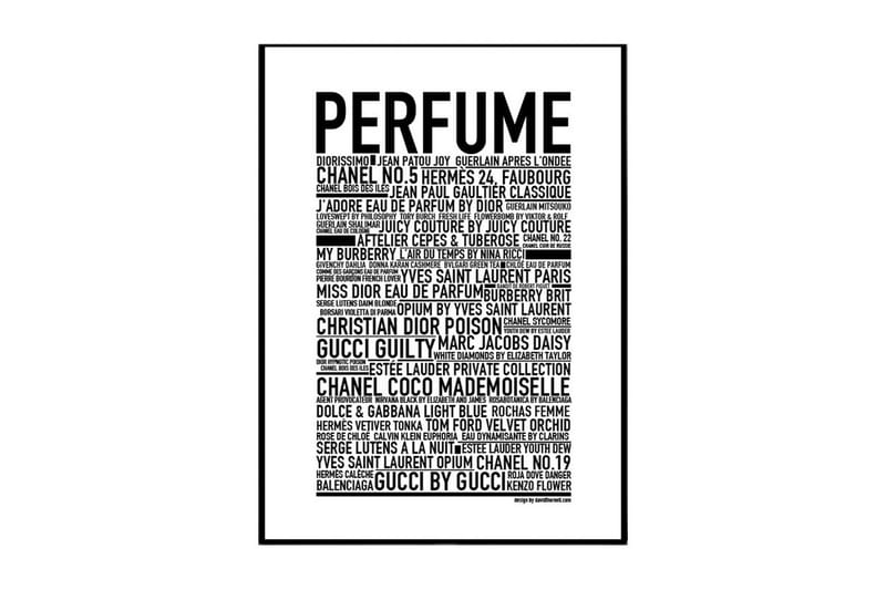 Perfumes - David Thornell Text Svartvit - 50x70 cm - Inredning - Tavlor & konst - Posters & prints
