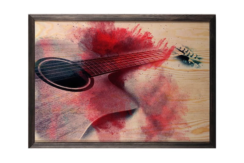 Red Splashed Guitar Illustration Röd/Beige - 50x35 cm - Inredning - Inredning barnrum & leksaker - Dekoration barnrum - Väggdekor barnrum - Posters barnrum