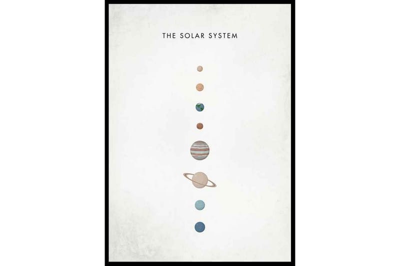 Solar System Illustration Vit/Beige/Blå - 50x70 cm - Inredning - Tavlor & konst - Posters & prints - Astronomi & rymden poster