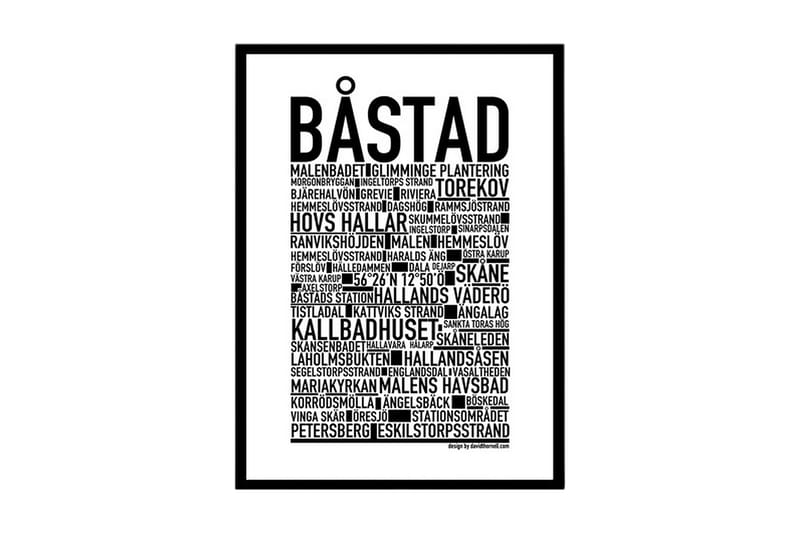 Svartvit stadsposter Båstad - 30x40 cm - Inredning - Tavlor & konst - Posters & prints