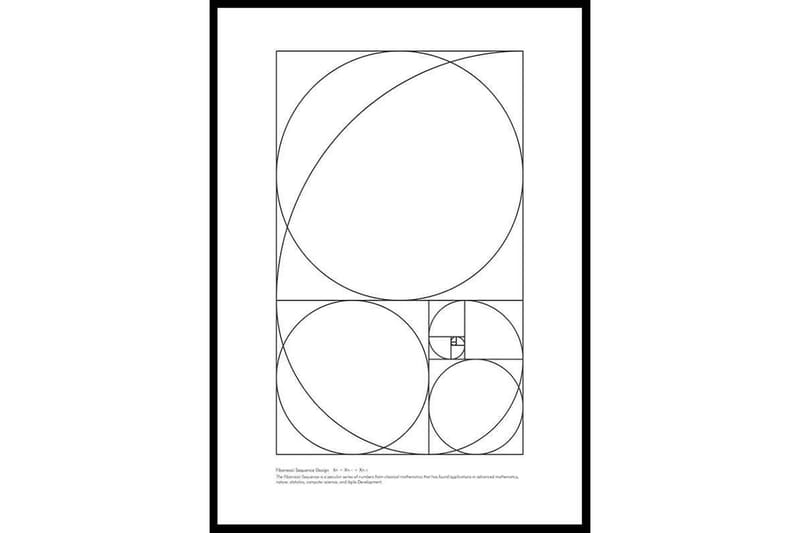 The Fibonacci Sequence Abstract Svartvit - 21x30 cm - Inredning - Tavlor & konst - Posters & prints - Abstrakta posters