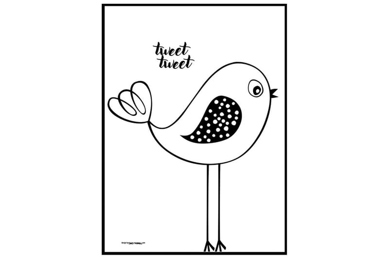 Tweet Tweet Little Birdie Illustration Svartvit - 30x40 cm - Inredning - Tavlor & konst - Posters & prints