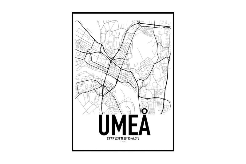 Umeå Karta Illustration/Text Svartvit