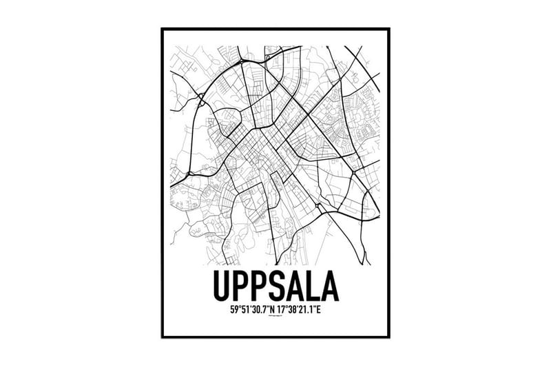Uppsala Karta Illustration/Text Svartvit