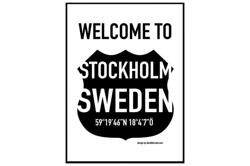 Welcome to Stockholm Text Svartvit - 40x50 cm - Inredning - Tavlor & konst - Posters & prints