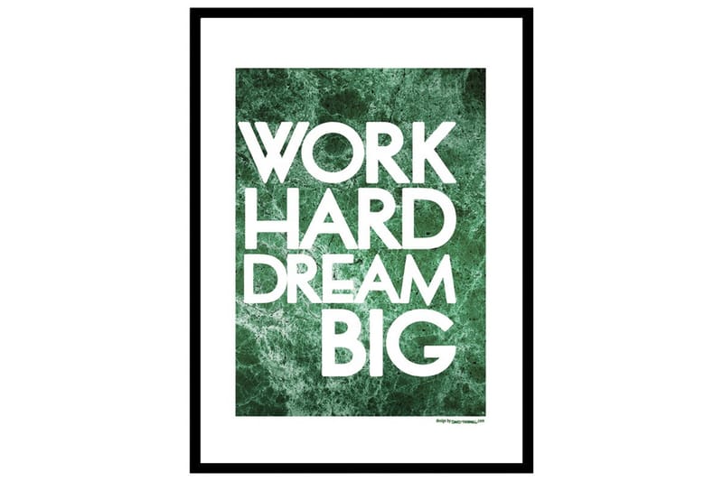 Work Hard Dream Big Text Vit/Grön
