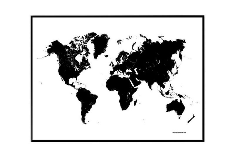 World Map No1 Illustration Svartvit