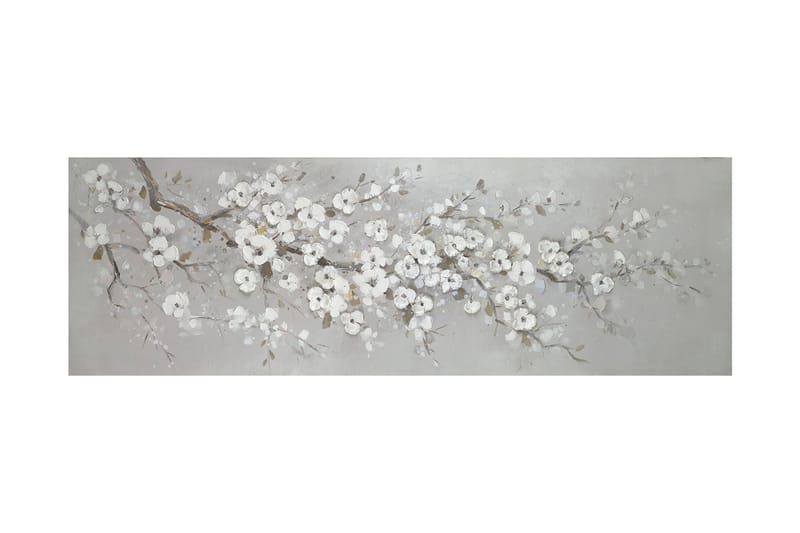 Oljemålning 50x150 cm vit sakura - Inredning - Tavlor & konst