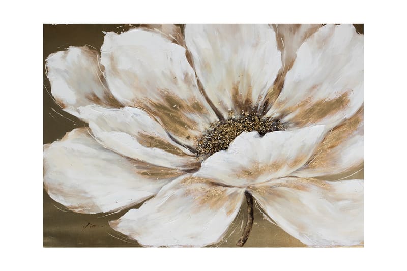 Oljemålning 90x120 cm Beige blommor - Inredning - Tavlor & konst - Canvastavlor