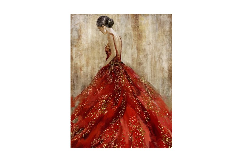 Oljemålning Silvery 60x80cm Kvinna i röd klänningen - Inredning - Tavlor & konst