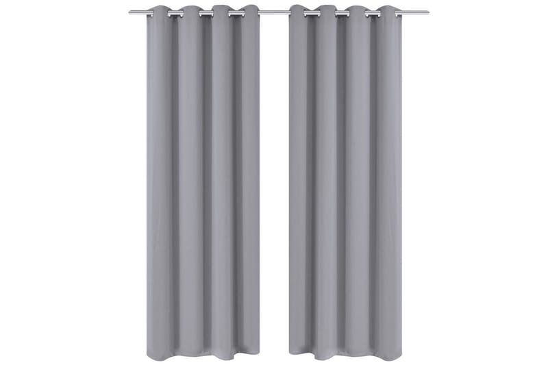 Mörkläggningsgardiner med metallringar 2 st 135x245 cm grå - Grå - Heminredning - Textilier - Gardiner