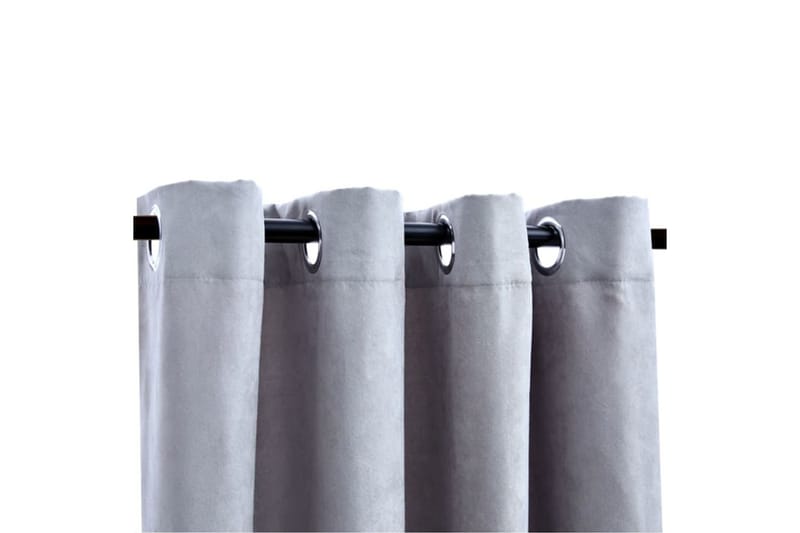 Mörkläggningsgardiner med metallringar 2 st grå 140x245 cm - Grå - Heminredning - Textilier - Gardiner