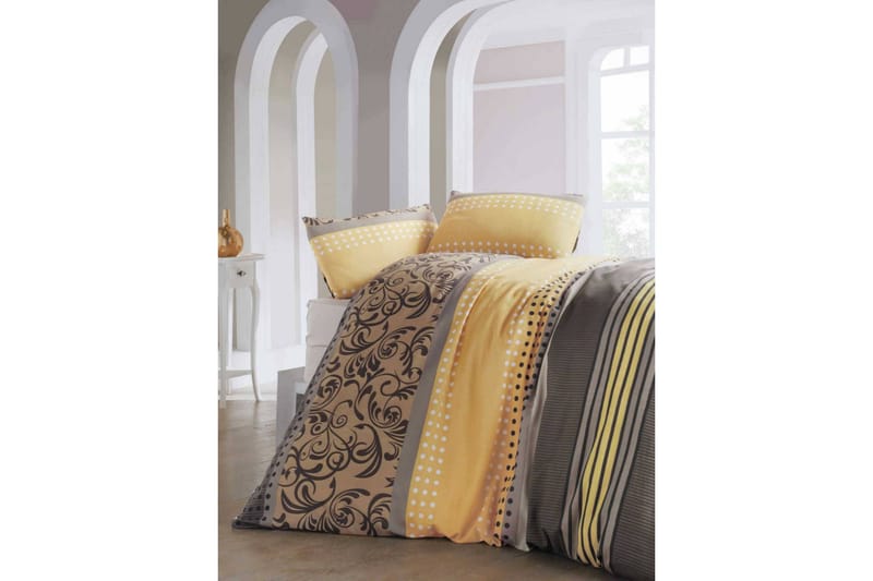 EnLora Home Bäddset Enkelt 3-dels - Gul/Brun/Beige - Heminredning - Textilier - Sängkläder