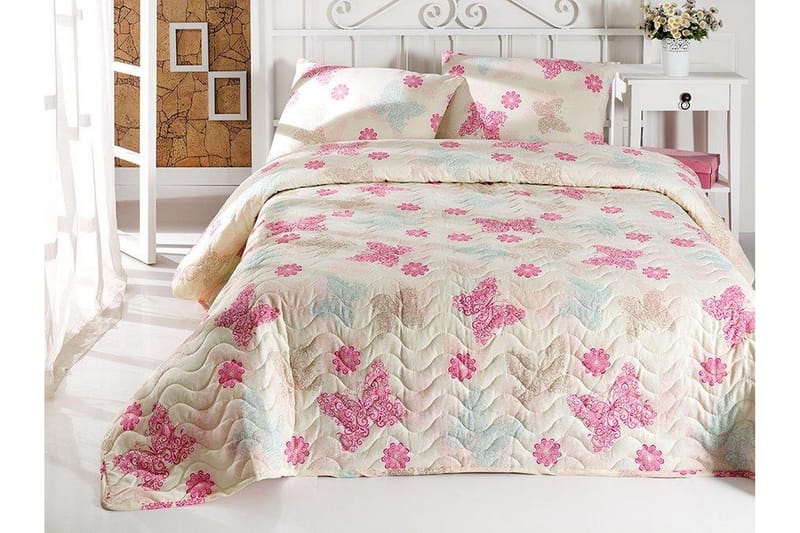 Eponj Home Överkast Dubbelt 200x220+2 Kuddfodral Quiltat - Creme/Beige/Rosa - Heminredning - Textilier - Sängkläder
