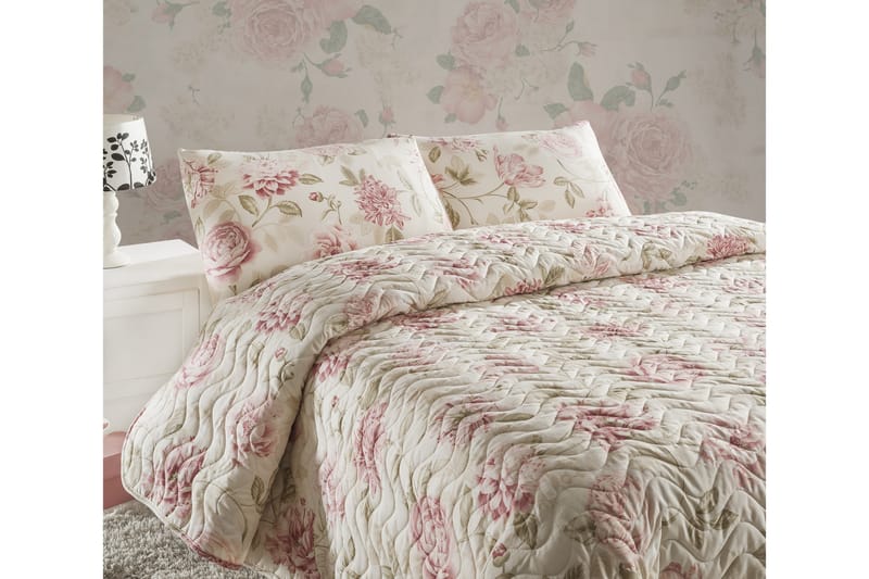 Eponj Home Överkast Dubbelt 200x220+2 Kuddfodral Quiltat - Rosa/Sand/Beige - Heminredning - Textilier - Sängkläder