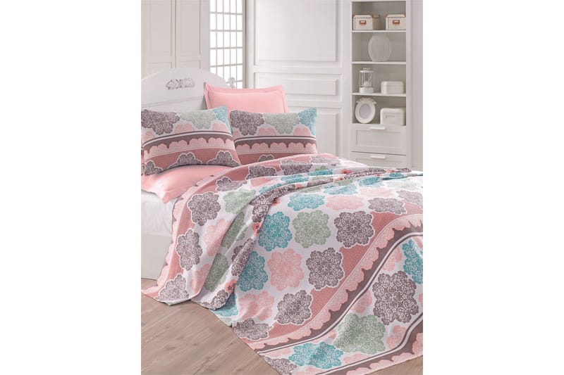Eponj Home Överkast Dubbelt 200x235 cm - Turkos/Rosa/Creme - Heminredning - Textilier - Sängkläder