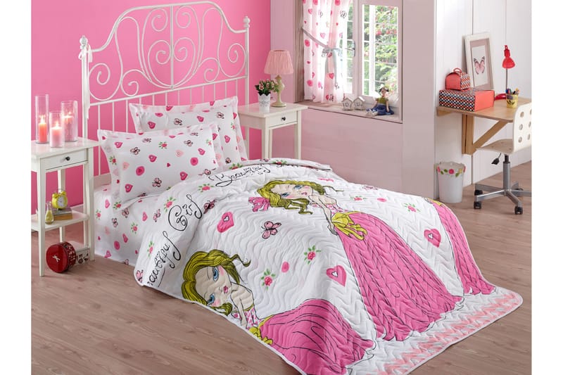 Eponj Home Överkast Enkelt 160x220+Kuddfodral Quiltat - Vit/Rosa/Gul - Heminredning - Textilier - Sängkläder